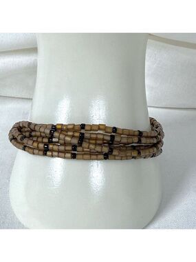 Gold Tone Multi Strand Bracelet Glass Bead